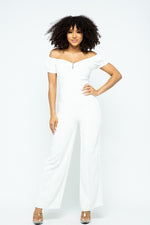 Load image into Gallery viewer, Puff Short Sleeve Jumpsuit with U Metal Detail
