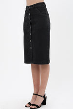 Load image into Gallery viewer, Denim Mid Thigh Length Skirt With Button Down Front Detail
