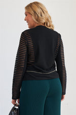 Load image into Gallery viewer, Mesh Stripped Chiffon Long Sleeve Jacket
