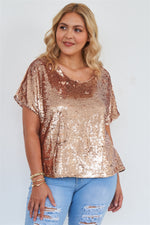 Load image into Gallery viewer, Plus Size Short Sleeve Sequin Top
