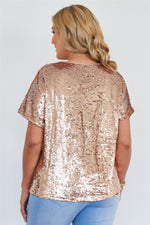 Load image into Gallery viewer, Plus Size Short Sleeve Sequin Top
