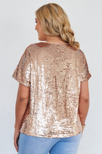 Plus Size Short Sleeve Sequin Top