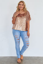 Load image into Gallery viewer, Plus Size Short Sleeve Sequin Top
