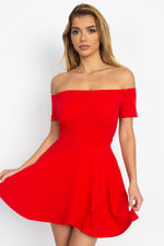 Load image into Gallery viewer, Fit &amp; Flare Off Shoulder Romper
