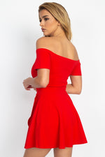 Load image into Gallery viewer, Fit &amp; Flare Off Shoulder Romper
