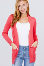 Load image into Gallery viewer, Long Sleeve Rib Banded Cardigan with Pockets
