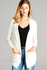 Load image into Gallery viewer, Long Sleeve Rib Banded Cardigan with Pockets
