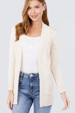 Load image into Gallery viewer, Long Sleeve Rib Banded Cardigan with Pockets
