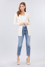 Load image into Gallery viewer, Long Sleeve Rib Banded Cardigan with Pockets
