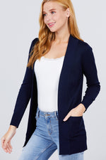 Load image into Gallery viewer, Long Sleeve Rib Banded Cardigan with Pockets
