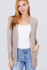 Load image into Gallery viewer, Long Sleeve Rib Banded Cardigan with Pockets
