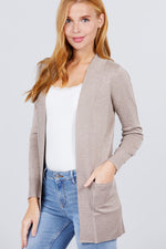 Load image into Gallery viewer, Long Sleeve Rib Banded Cardigan with Pockets
