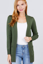 Load image into Gallery viewer, Long Sleeve Rib Banded Cardigan with Pockets
