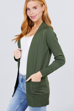 Load image into Gallery viewer, Long Sleeve Rib Banded Cardigan with Pockets
