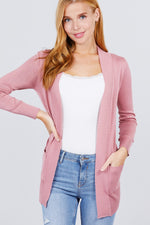 Load image into Gallery viewer, Long Sleeve Rib Banded Cardigan with Pockets
