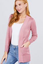 Load image into Gallery viewer, Long Sleeve Rib Banded Cardigan with Pockets
