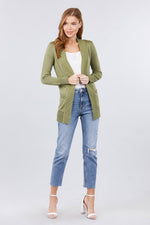 Load image into Gallery viewer, Long Sleeve Rib Banded Cardigan with Pockets
