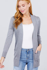 Load image into Gallery viewer, Long Sleeve Rib Banded Cardigan with Pockets
