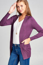 Load image into Gallery viewer, Long Sleeve Rib Banded Cardigan with Pockets
