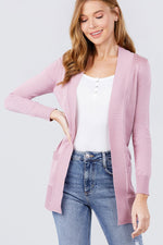 Load image into Gallery viewer, Long Sleeve Rib Banded Cardigan with Pockets
