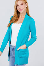 Load image into Gallery viewer, Long Sleeve Rib Banded Cardigan with Pockets
