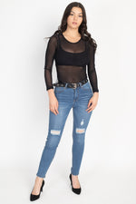 Load image into Gallery viewer, High Waist Belted Skinny Jeans
