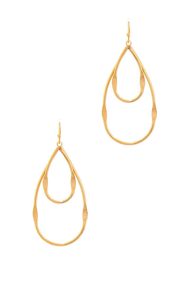 Fashion Double Tear Drop Out Line Earring