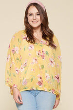 Load image into Gallery viewer, Plus Size Floral Chiffon Sheer Surplice Top
