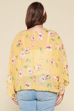 Load image into Gallery viewer, Plus Size Floral Chiffon Sheer Surplice Top
