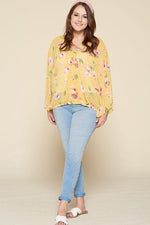 Load image into Gallery viewer, Plus Size Floral Chiffon Sheer Surplice Top
