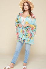 Load image into Gallery viewer, Floral Oversize Kimono with Dramatic Bell Sleeves
