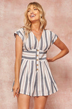 Load image into Gallery viewer, A Striped Woven Romper
