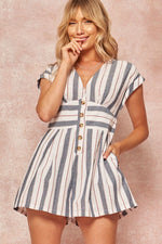 Load image into Gallery viewer, A Striped Woven Romper
