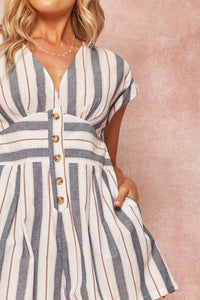 A Striped Woven Romper