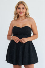 Load image into Gallery viewer, Plus Size Strapless Floral Lace Embroidered Flare Mini Dress
