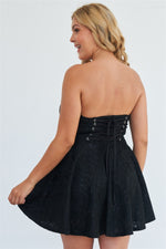 Load image into Gallery viewer, Plus Size Strapless Floral Lace Embroidered Flare Mini Dress
