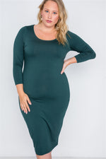 Load image into Gallery viewer, Plus Size Basic Long Sleeve Midi Dress
