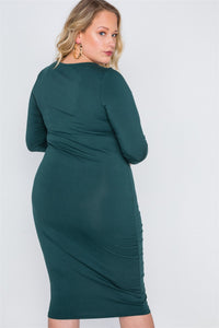 Plus Size Basic Long Sleeve Midi Dress