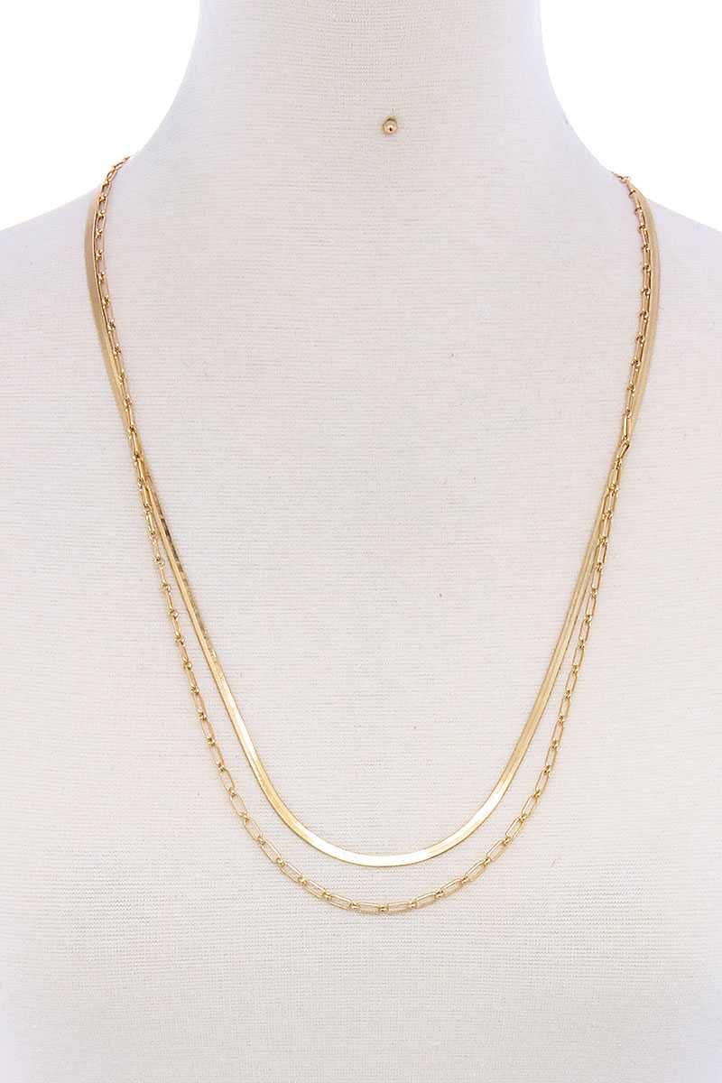 Double Layer Chain Necklace & Earring Set