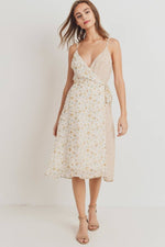 Load image into Gallery viewer, Floral Print Contrasted Side Tie Shoulder Strap Dress
