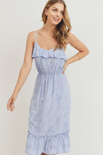 Load image into Gallery viewer, Ruffle Hem Spaghetti Strap Midi Dress
