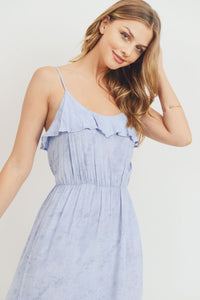 Ruffle Hem Spaghetti Strap Midi Dress