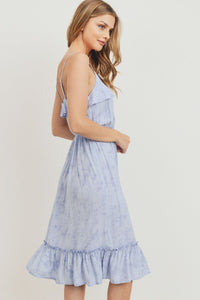 Ruffle Hem Spaghetti Strap Midi Dress