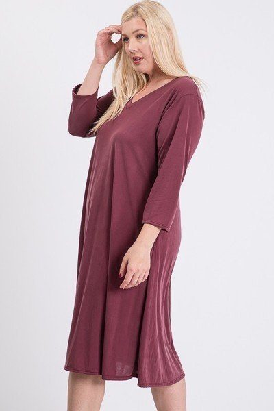 V-neck Hidden Pocket Swing Dress