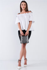 Load image into Gallery viewer, Cotton Stretchy Ruffle Hem Off-the-shoulder Top
