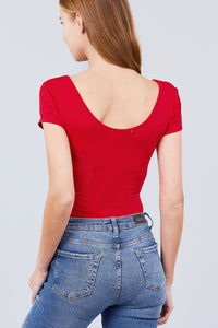 Solid Short Sleeve Scoop Neck Bodysuit