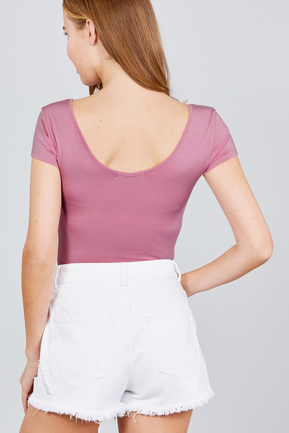 Solid Short Sleeve Scoop Neck Bodysuit