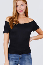 Load image into Gallery viewer, Short Sleeve Off The Shoulder Smocked Top
