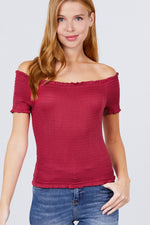 Load image into Gallery viewer, Short Sleeve Off The Shoulder Smocked Top
