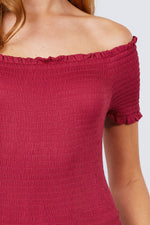 Load image into Gallery viewer, Short Sleeve Off The Shoulder Smocked Top
